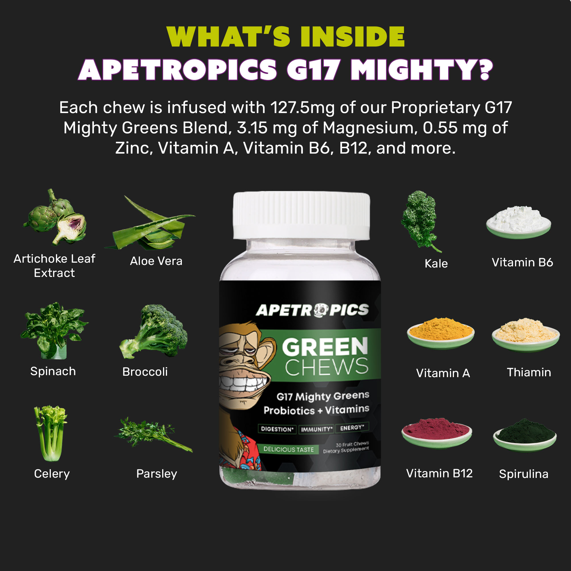 Ingredients Inside Apetropics Green Chews